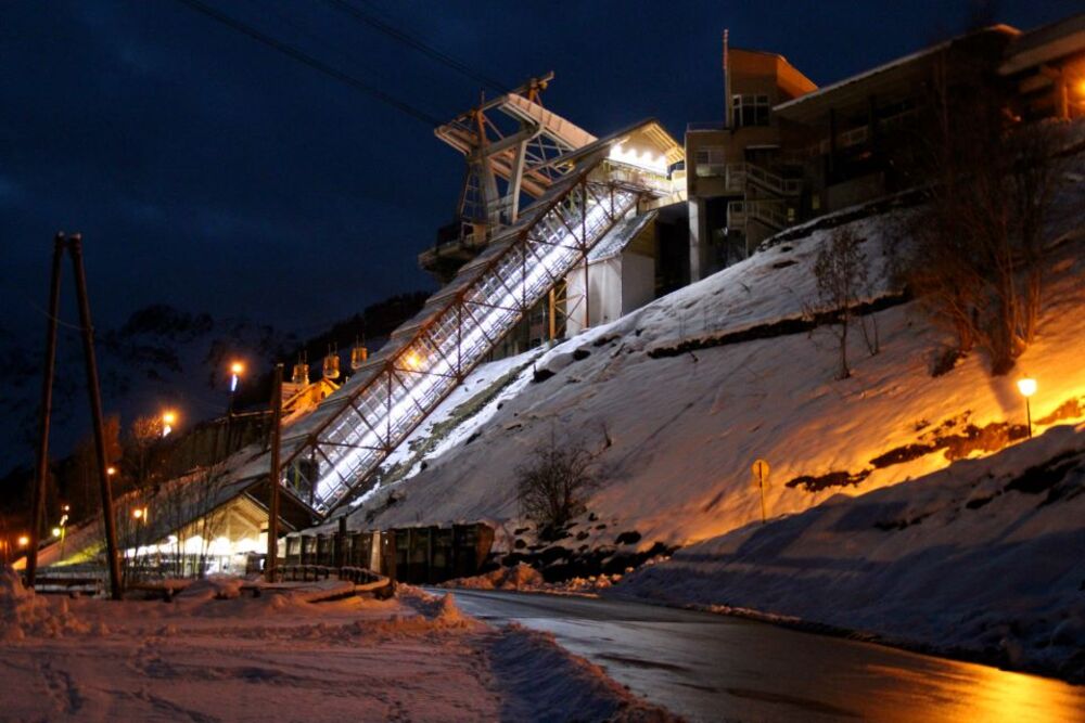 Funicular at night