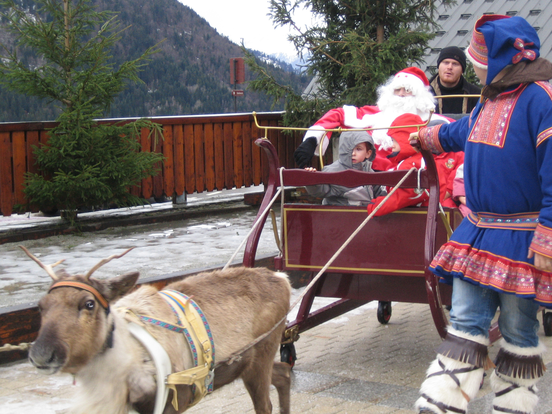 Father Christmas and his reindeer