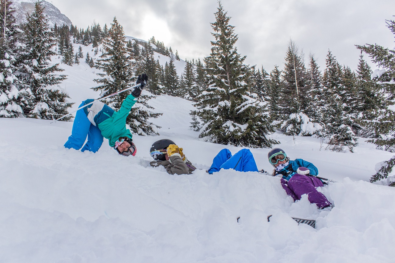 skiing in the snow
